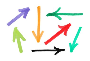 farklı okları üzerine beyaz izole kümesi