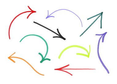 farklı okları üzerine beyaz izole kümesi