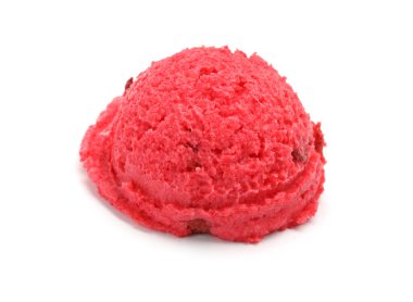 Bir kepçe leziz dondurma beyazda izole edilmiş.