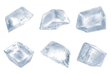 Beyaz arkaplanda buz küplerini temizle, ayarla