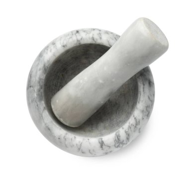 Kabuklu mermer havan topu beyaz, üst görünümde izole