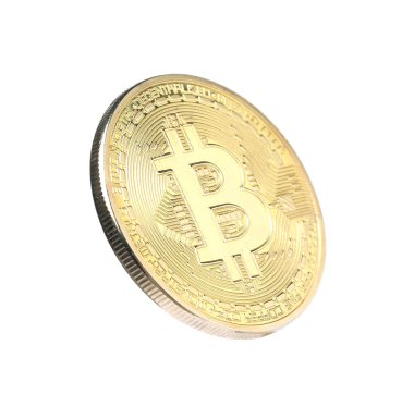 Kripto para birimi. Beyaz üzerine izole edilmiş bir altın bitcoin