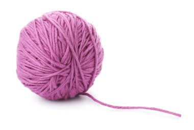 Ball of violet yarn isolated on white