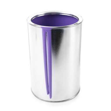 Can of violet paint isolated on white