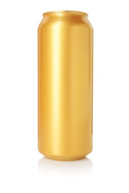 Boş bir teneke kutu beyaza izole edilmiş.