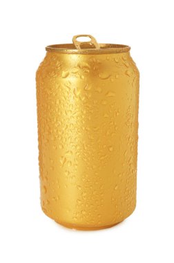 Beyaz teneke bir altın teneke kutu.