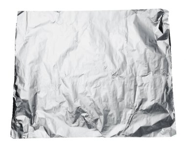 Üst görünümde izole edilmiş alüminyum folyo parçası