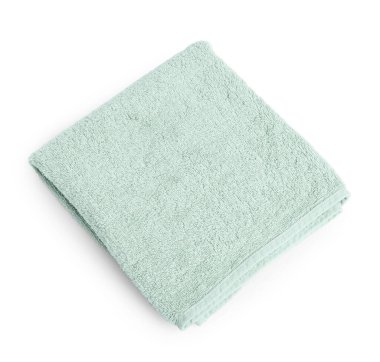 Yeşil havlu beyaz üzerinde izole, üst görünüm