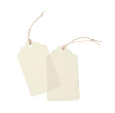 Beyaz üzerinde izole edilmiş dizgileri olan boş etiketler