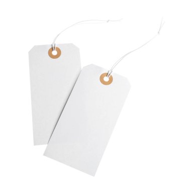 Beyaz üzerinde izole edilmiş dizgileri olan boş etiketler