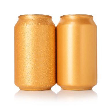 İki boş teneke kutu beyaza izole edilmiş.