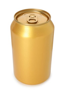 Boş bir teneke kutu beyaza izole edilmiş.