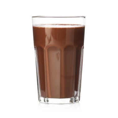 Lezzetli çikolatalı süt, beyaz bardakta.