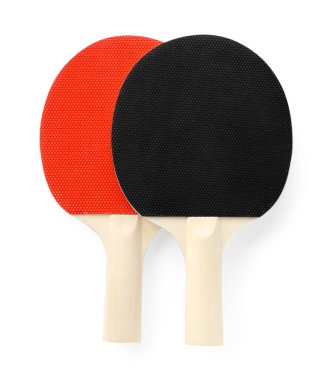 Masa tenisi raketleri beyaz, üst görünümde izole