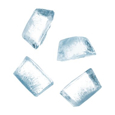 Beyaz arkaplana düşen buz küplerini temizle