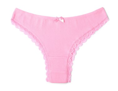 Güzel pembe bir külot, beyaz manzarada izole edilmiş.