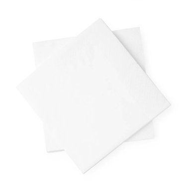 Beyaz, üst görünümde izole edilmiş kağıt mendiller yığını