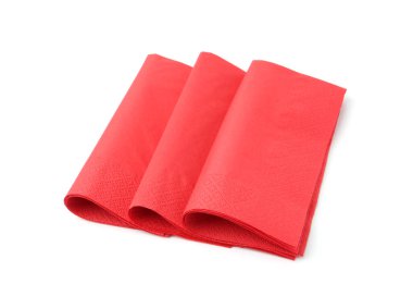 Birçok kırmızı kağıt mendil beyaza izole edilmiş.