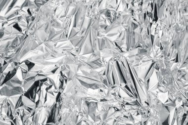 Arkaplan olarak buruşmuş alüminyum folyo, üst görünüm