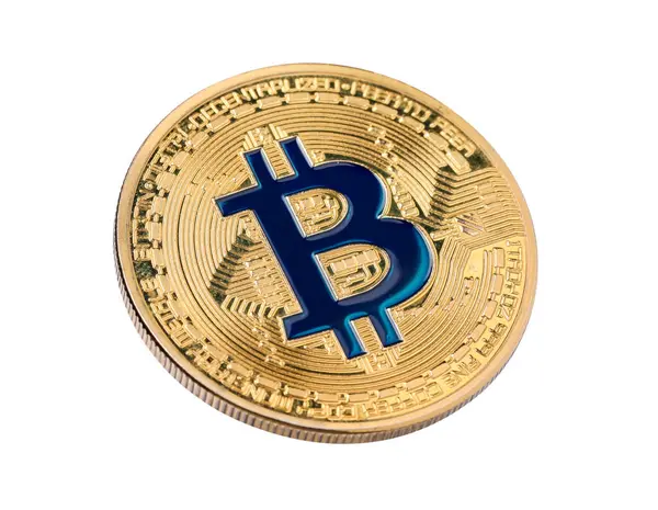 Kripto para birimi. Beyaz üzerine izole edilmiş bir altın bitcoin