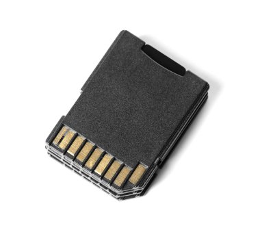 SD hafıza kartları beyaz, üst görünümde izole