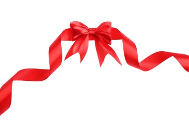 Beyaz arka planda güzel bir kırmızı fiyonk