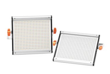 Profesyonel ışıklandırma ekipmanları. LED lambaları beyaz üzerine izole