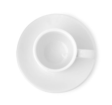 Fincan ve çay tabağı beyaz, üst görünüm