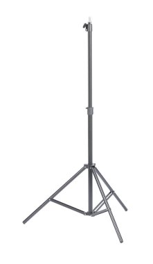 Beyazda izole edilmiş bir profesyonel tripod. Fotoğraf stüdyosu aracı