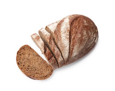 Taze ekmek parçaları beyaza izole edilmiş, üst manzara