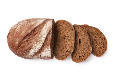 Taze ekmek parçaları beyaza izole edilmiş, üst manzara