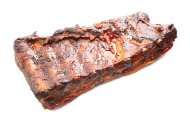 Beyaz pirzola üzerine izole edilmiş domuz pirzolası.