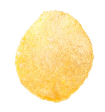 Beyaza izole edilmiş lezzetli bir patates cipsi.