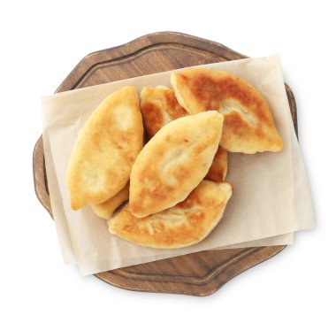 Lezzetli kızarmış pirizky (doldurulmuş turtalar) beyaz, üst görünümde izole