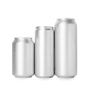 Birçok ıslak teneke beyaz teneke kutu.