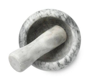 Kabuklu mermer havan topu beyaz, üst görünümde izole