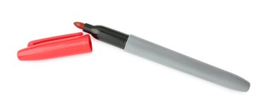One red marker isolated on white, top view