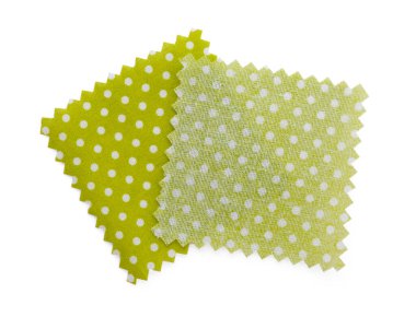 Puantiyeli kumaş örnekleri beyaz, üst görünümde izole