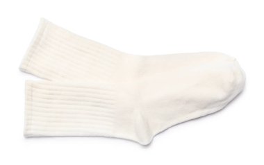 Üst görünümde izole edilmiş bir çift çorap.