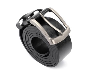 beyaz izole bir siyah deri kayışı