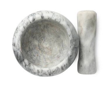 Kabuklu mermer havan topu beyaz, üst görünümde izole