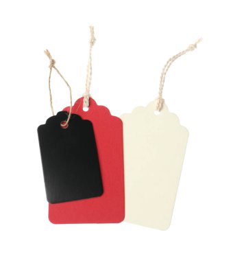 Beyaz üzerine izole edilmiş dizgileri olan farklı boş etiketler