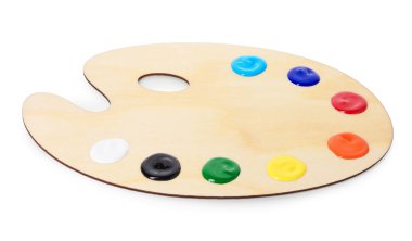 Beyaz üzerine izole boyalar ile ahşap palet
