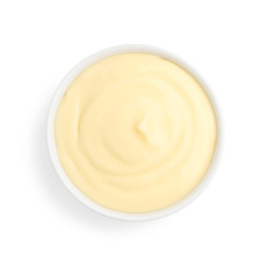 Lezzetli vanilyalı puding beyaz, üst manzara izole