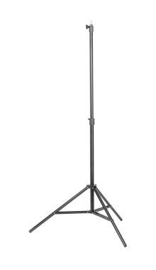Beyazda izole edilmiş bir profesyonel tripod. Fotoğraf stüdyosu aracı