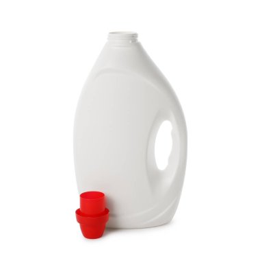 Beyaz üzerine izole edilmiş bir şişe yumuşatıcı.