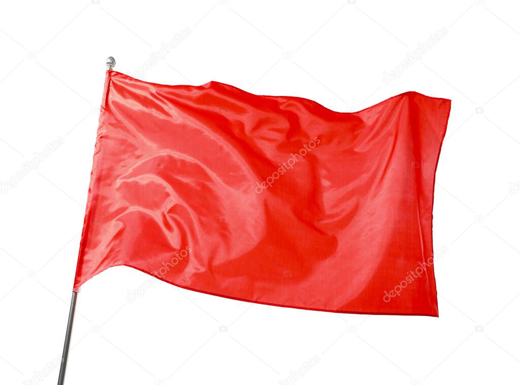 One red flag on white background. Mockup for design