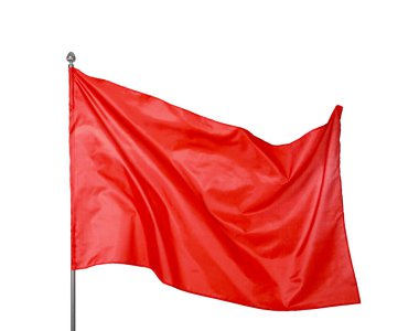 Beyaz arka planda bir kırmızı bayrak. Tasarım için model