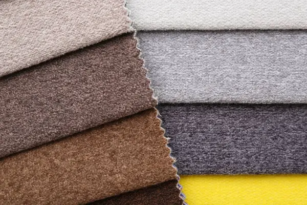 Arka plan olarak farklı kumaş örnekleri, üst görünüm