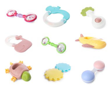 Farklı bebek tıngırtıları bembeyaz, set